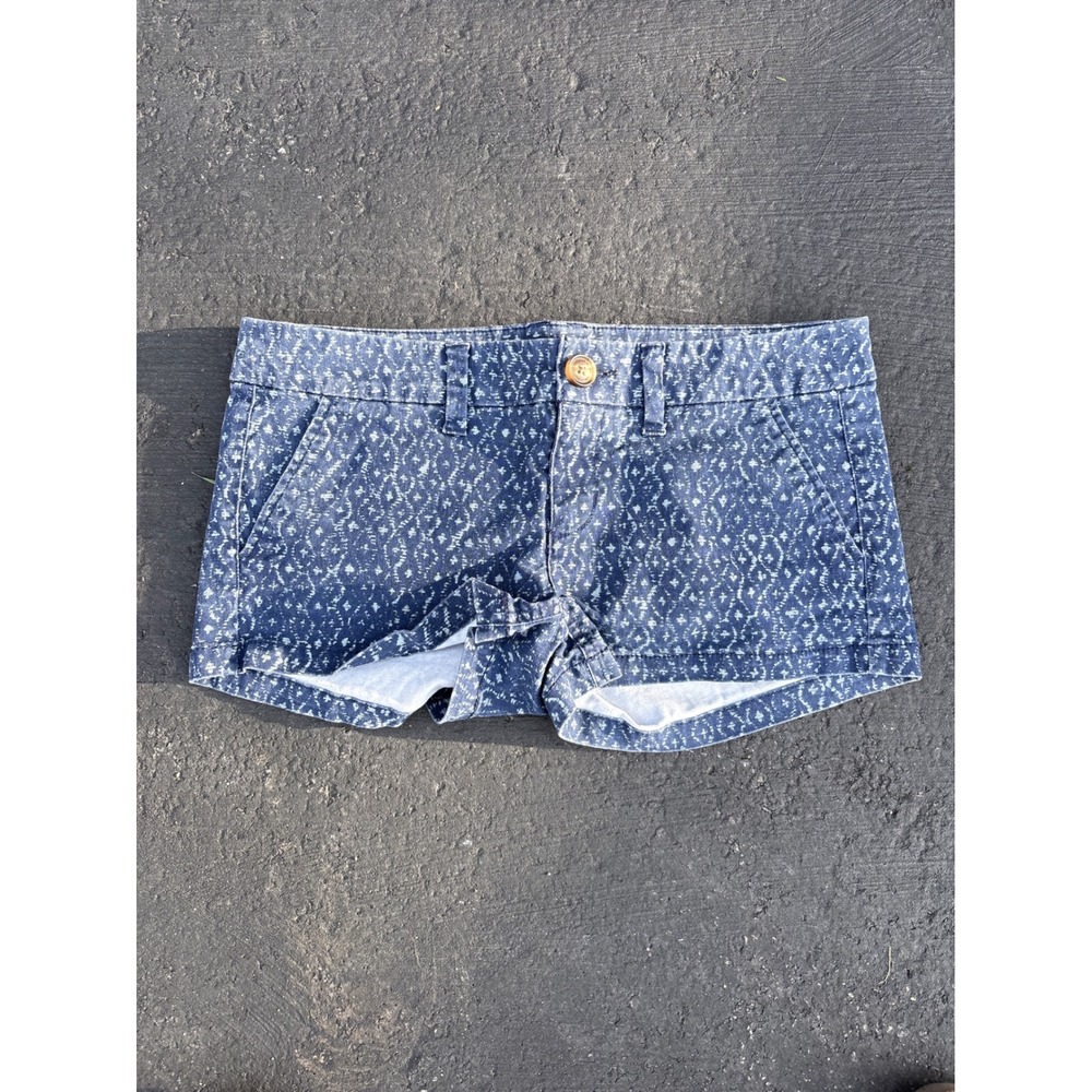 American Eagle Outfitters Shortie Blue Ikat Print Shorts Womens 4 Low Rise